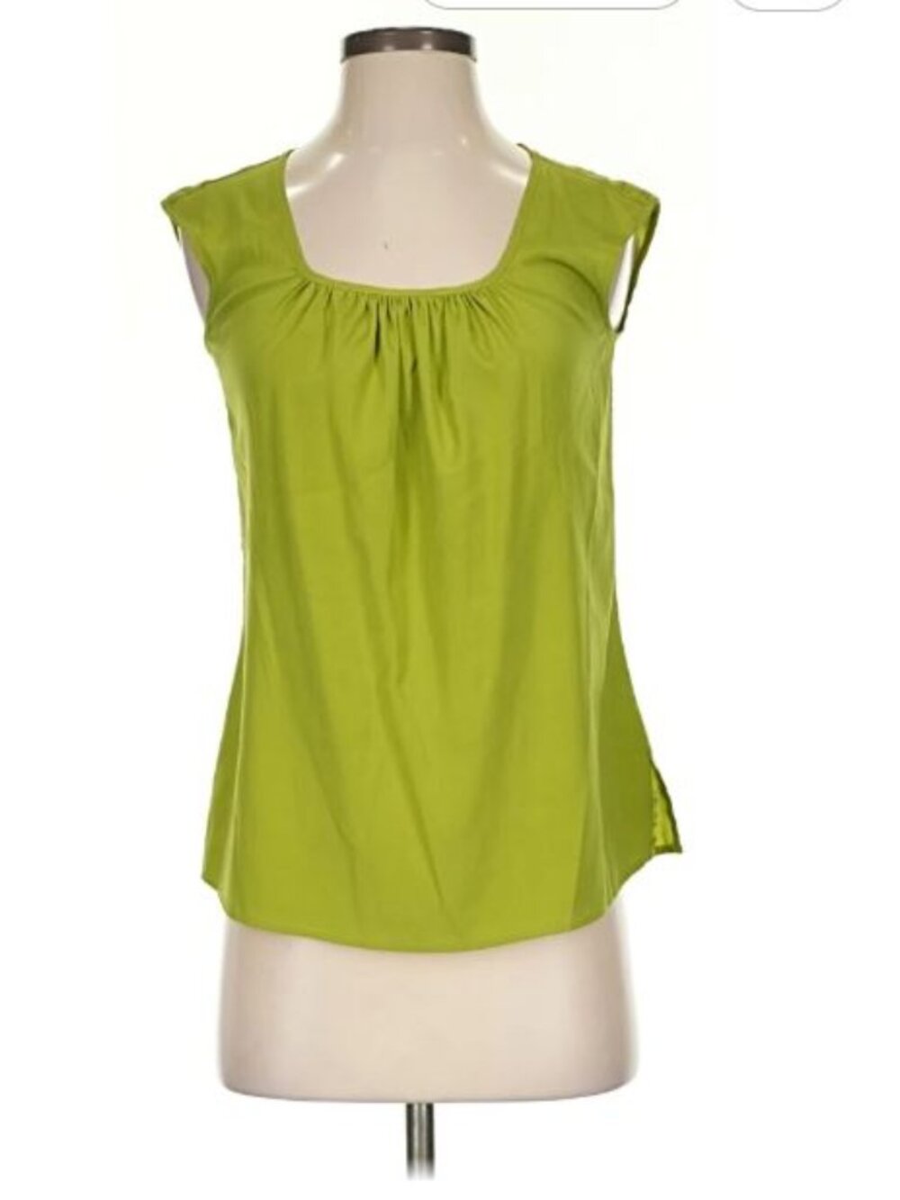 Vintage Y2K Citron Santa Monica Silk Top XS Lime Green Cap Sleeve Artsy Funky